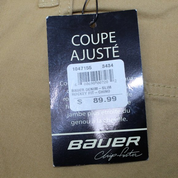 Bauer Chip Foster Slim Hockey NWT Men's 34 x 34 Khaki 5 Pocket Stretch Jeans - Picture 12 of 13